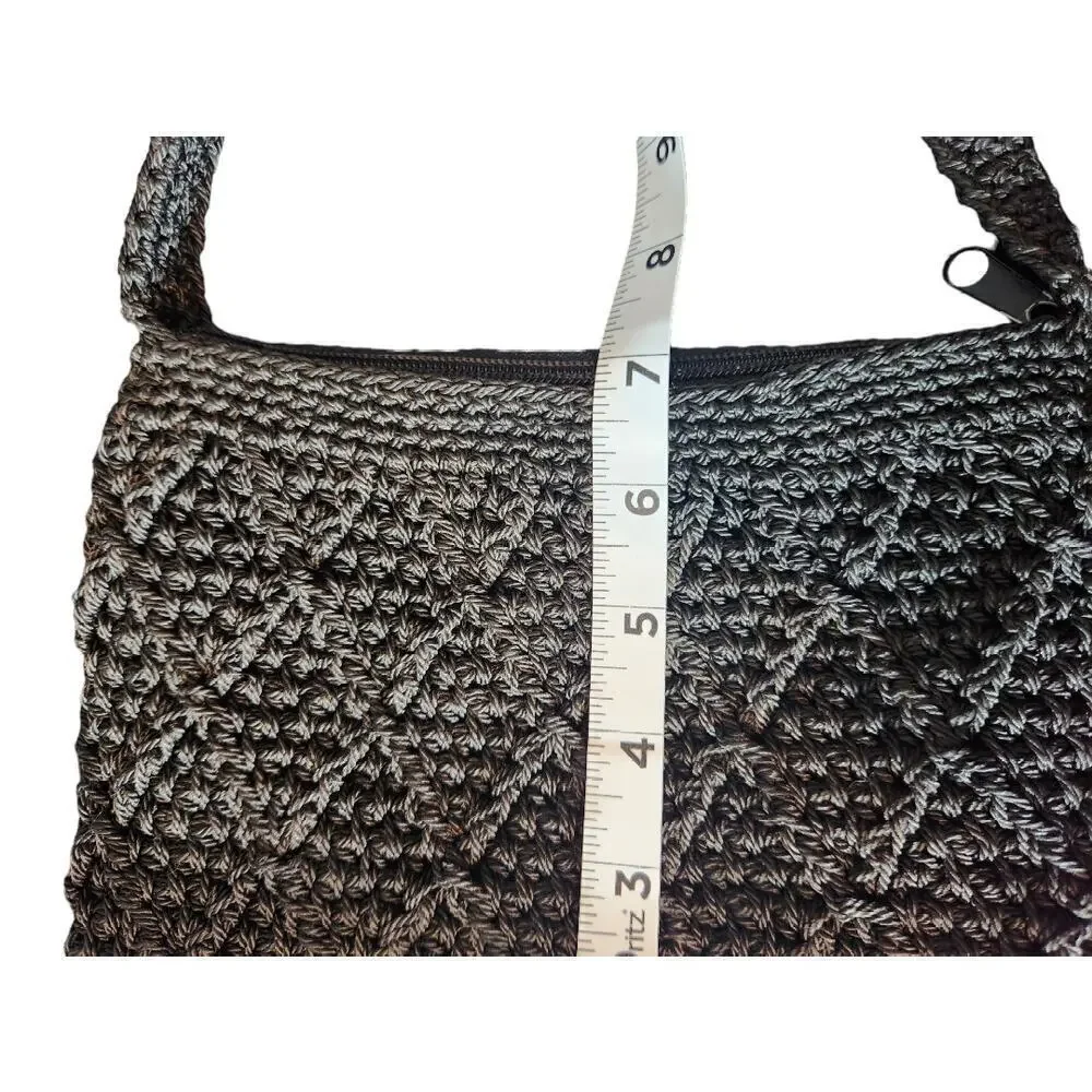 Chateau black crocheted crossbody purse bag